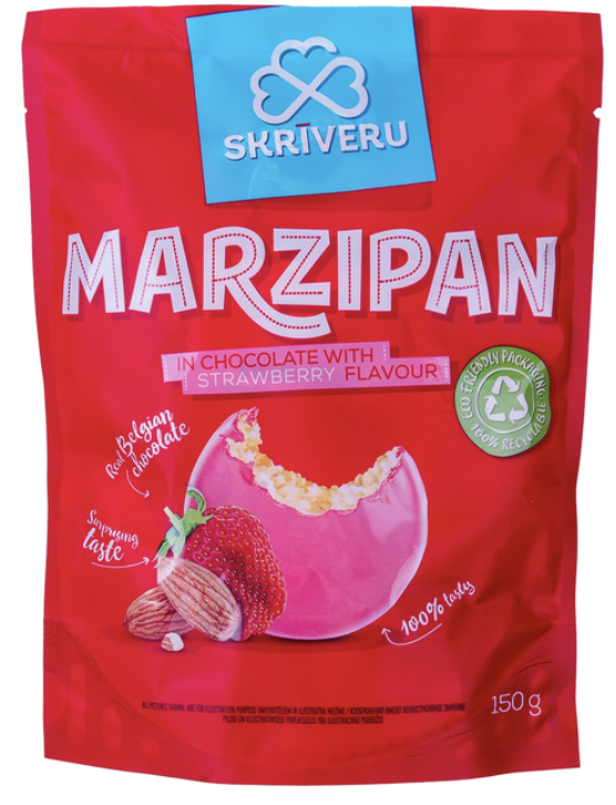 Марципан SKRIVERU GOTINA біл шок полуниця 150г